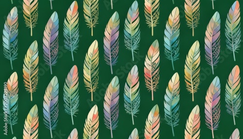  Feathers Background Pattern Green Pastels