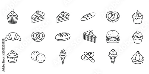 Hand drawn dessert icons a collection of sweet treats and confections