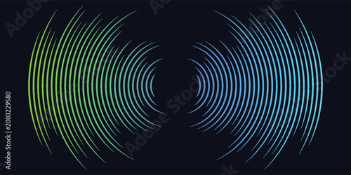 Radial sound wave equalizer. Colored sound wave rings. Presets for creative use.