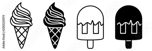 Silhouette of dice icon illustration on white background. Ice cream icon set for business. Stock vector.	