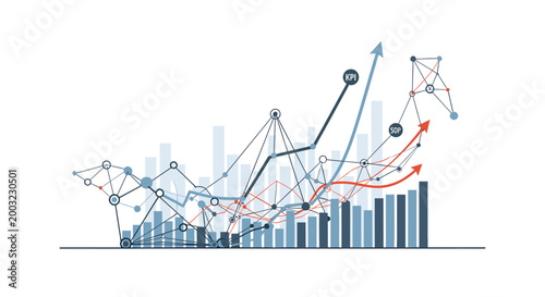 Abstract network illustration conveys collaboration and strategic connection. Suitable for marketing materials, presentations, and websites needing a 