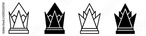 Silhouette of crown icon illustration on white background. Crown icon set for business. Stock vector.	