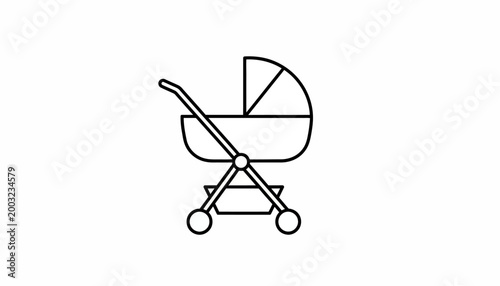 Baby Stroller Icon, Vector Stroller Illustration, Black Baby Cart, Parenting Symbol