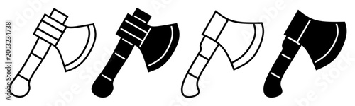 Silhouette of axe icon illustration on white background. Axe icon set for business. Stock vector.	