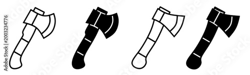 Silhouette of axe icon illustration on white background. Axe icon set for business. Stock vector.	
