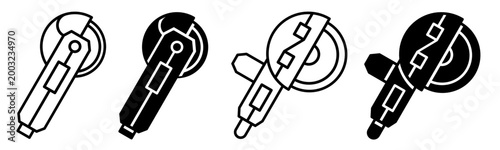 Silhouette of grinding machine icon illustration on white background. Grinding machine icon set for business. Stock vector.	