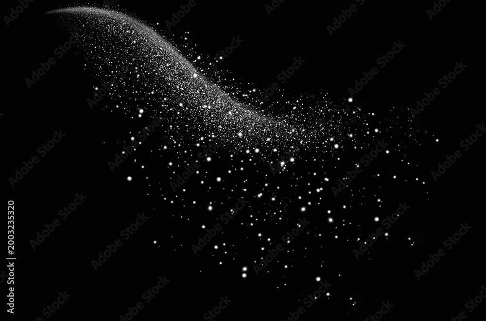 Fototapeta premium White Glowing Particle Light Trail Overlay with Soft Sparkle Dust Wave Effect Transparent Background for Abstract Design, Elegant Motion Glow and Energy Flow Element