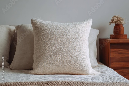 soft boucle handwoven cushion cover in cloud white