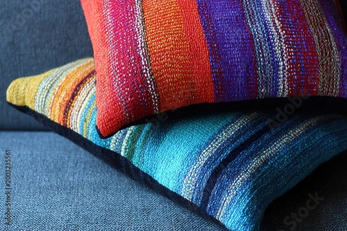 sunset-colored handwoven cushion cover