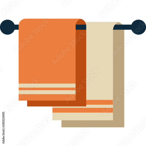 Flat Vector Icon of Hanging Towels