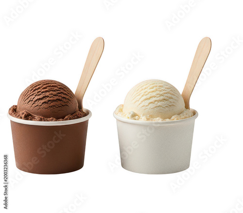 chocolate vanilla ice cream scoop cutout png small paper ice cream cup png isolated transparent background image