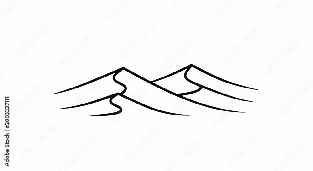Obraz premium Stylized black ink depiction of rolling sand dunes against a white background