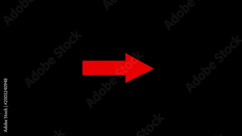 Red arrow pointer animation on black background, for ui and, navigation direction
