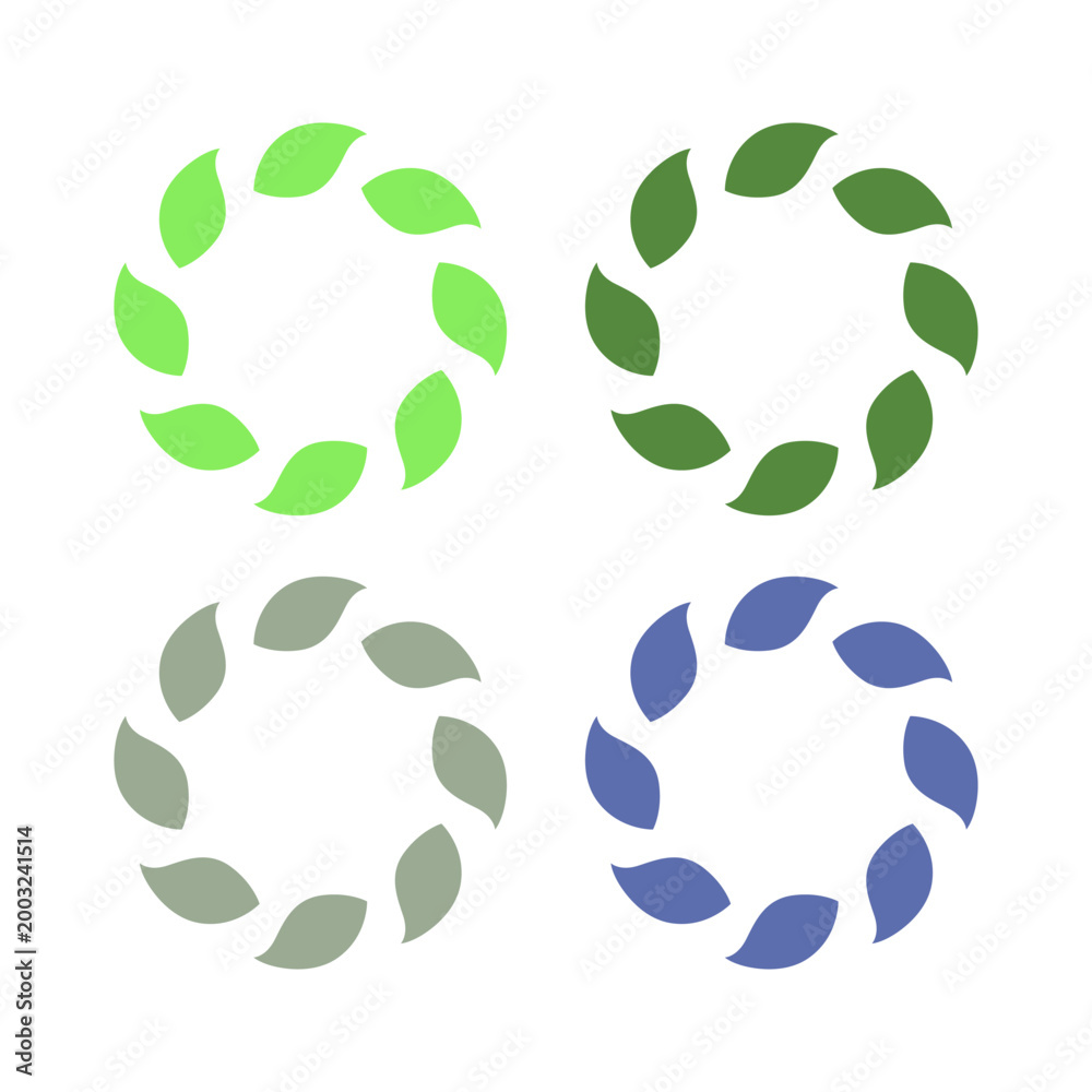 Fototapeta premium BOTANICAL GREEN LEAVES SIGN SYMBOL LOGO VECTOR ISOLATED ON WHITE