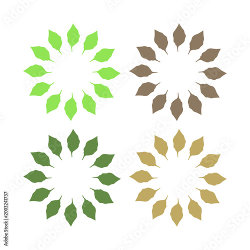 BOTANICAL GREEN LEAVES SIGN SYMBOL LOGO VECTOR ISOLATED ON WHITE