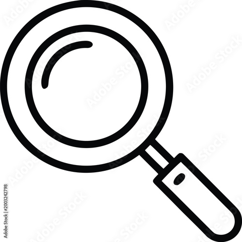 search magnifying glass icon simple black and white line drawing on a white background high quality professional detailed modern elegant stylish