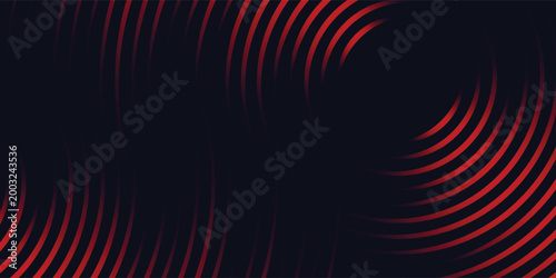 Minimalist lines background. abstract red background with circle line. Radial sound wave equalizer.