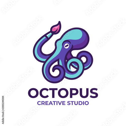 Photography This colorful and artistic logo design features an octopus, symbolizing creativity and adaptability for the branding of a unique creative studio focused on innovation