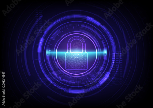 Advanced cybersecurity measures lock and key technologies for digital privacy protection in futuristic online networks with laser scan analysis and abstract dashboards