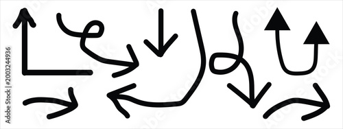 hand drown arrow. Curved arrow.vector illustration.
