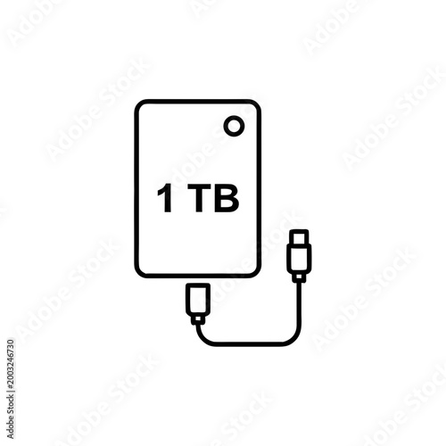 External Hard Drive Line Art Icon Vector