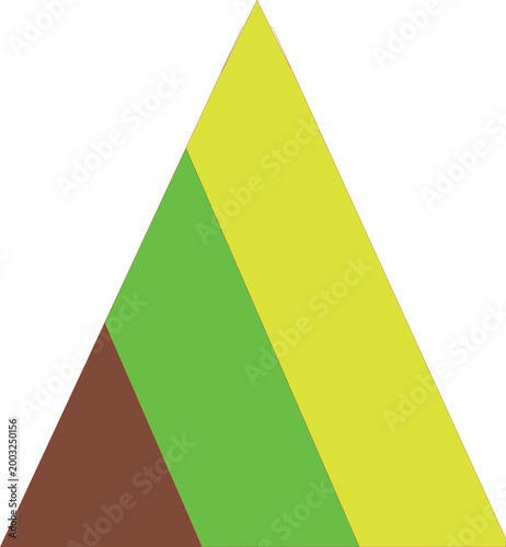 minimalist geometric triangular shapes in shades of lime green, leaf green and earthy brown. This design symbolizes growth, organizational structure, business hierarchy, or existing ecological concent