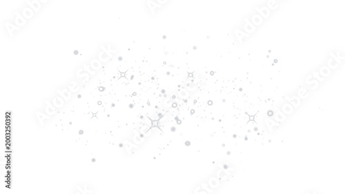 Tableau sur toile Silver White Bokeh Glitter Particles with Sparkle Stars Scatter Light Overlay Is