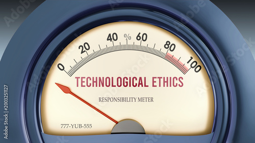 Cuadro en lienzo Technological Ethics that hits less than zero, showing an extremely low level of technological ethics, none of it, insufficient