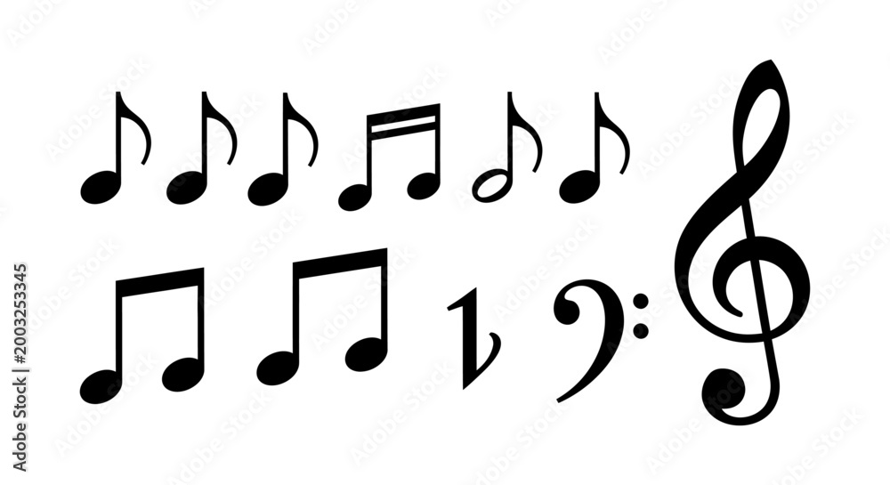 Fototapeta premium sheet music notes with treble and bass clef symbols vintage musical notation