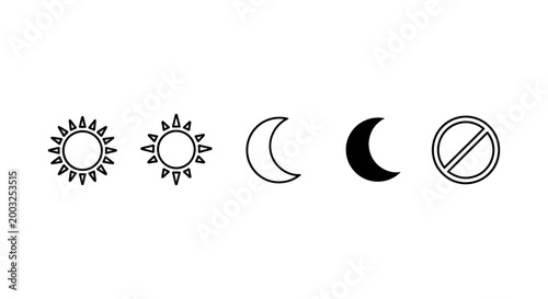 sun and moon icons set day and night cycle no symbol