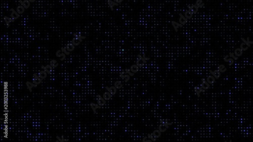 Dots Animated Background, blue flickering Hi tech motion graphic on dark background
