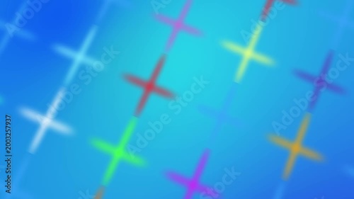 Abstract Colored 3D gradient crosses background animation blurry design
