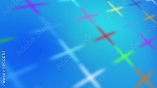 Abstract Colored 3D gradient crosses background animation blurry design