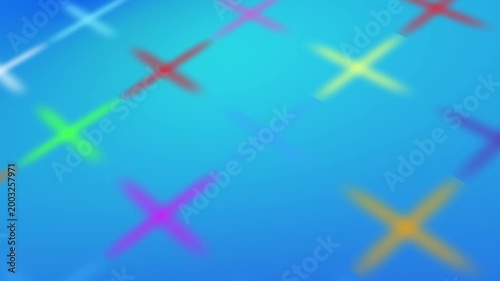 Abstract Colored 3D gradient crosses background animation blurry design