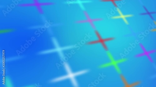 Abstract Colored 3D gradient crosses background animation blurry design