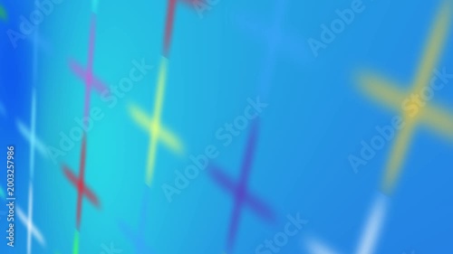 Abstract Colored 3D gradient crosses background animation blurry design