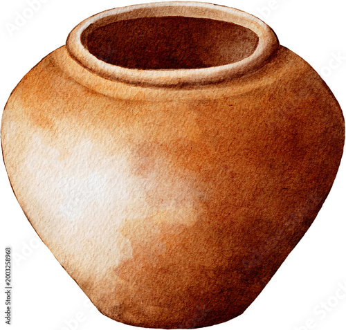 Watercolor Clay Pot Illustration