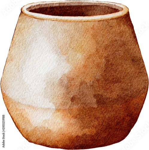 Watercolor Clay Pot Illustration