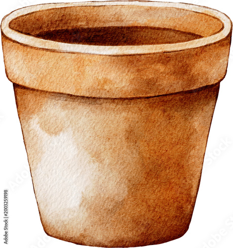 Watercolor Clay Pot Illustration