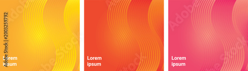 Set of Three Modern Abstract Gradient Backgrounds with Wave Patterns