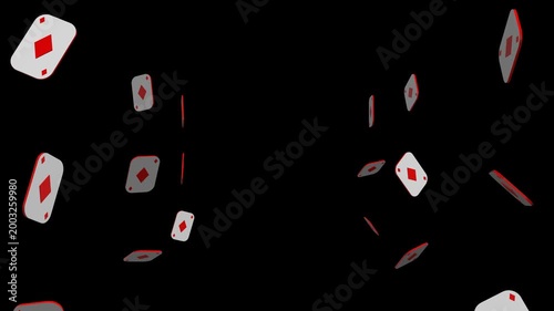 3D Animation of Falling Diamond Playing Cards