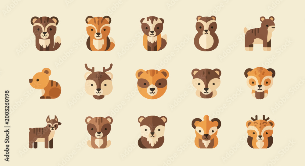 Fototapeta premium Cartoon forest animals collection