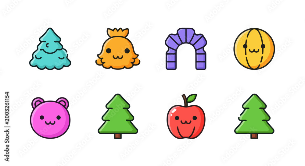 Fototapeta premium Cartoon illustrations of various objects