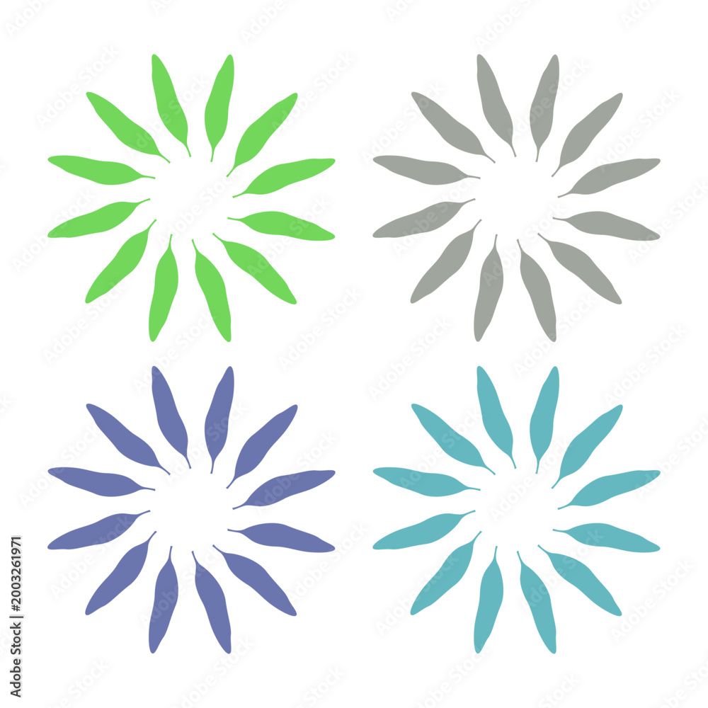 Fototapeta premium GREEN LEAVES IN CIRCLE SIGN SYMBOL LOGO FOR BIO ECO PRODUCT ORGANIC FARMING AGRICULTURE VECTOR