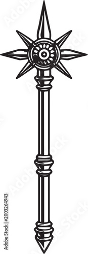 A highly detailed depiction of a ceremonial mace, its design evokes power and authority, perfect for conveying themes of governance and historical significance.