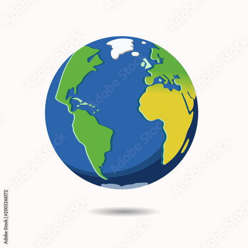 Earth Icon Vector - Planet Globe, World Map and Global Symbol Outline Illustration
