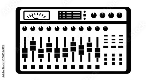 Sound mixer control panel equipment.