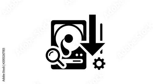 Hard drive with download and gear.