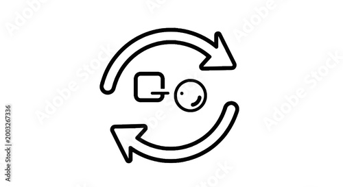 Black and white circular arrows icon.