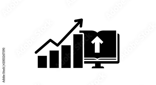 Black and white business growth chart.